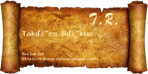 Takács Rókus névjegykártya